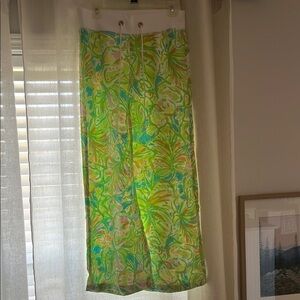 Tropical Leaf Print Pants
